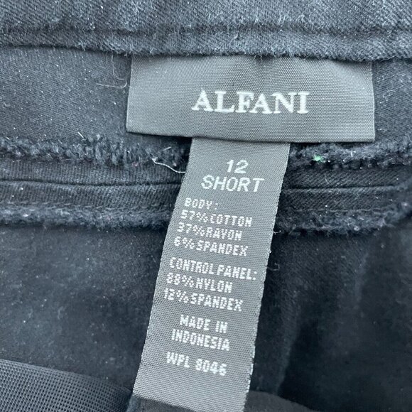 Alfani Womens Black Slim Fit Pants With Zipper Pockets Size 12 Short 5843 - Picture 3 of 9
